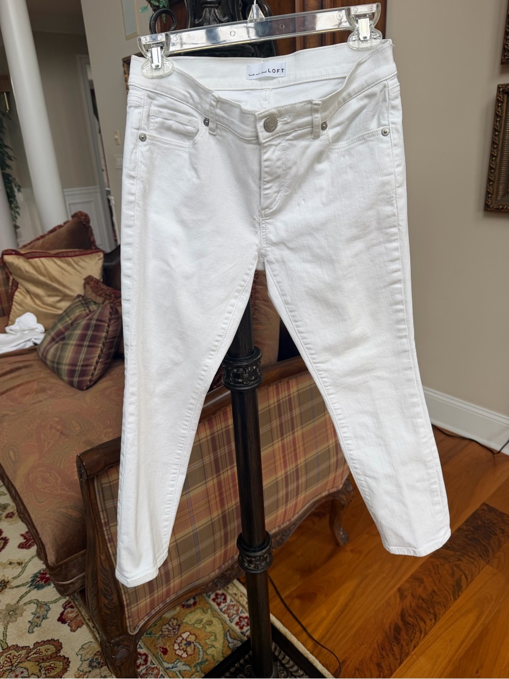 LOFT Women's White Skinny Crop Jeans